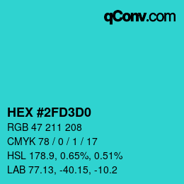颜色代码: HEX #2FD3D0 | qconv.com