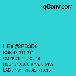 Color code: HEX #2FD3D6 | qconv.com