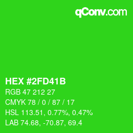 カラーコード: HEX #2FD41B | qconv.com