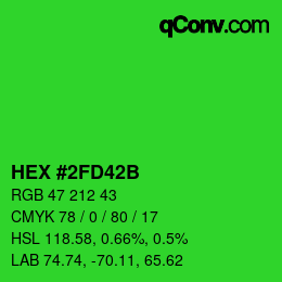 颜色代码: HEX #2FD42B | qconv.com