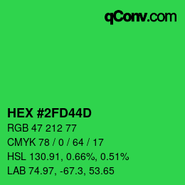 Color code: HEX #2FD44D | qconv.com