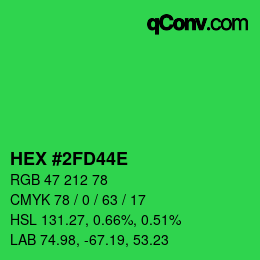Color code: HEX #2FD44E | qconv.com