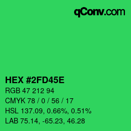 Color code: HEX #2FD45E | qconv.com