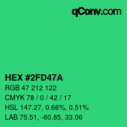 颜色代码: HEX #2FD47A | qconv.com