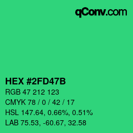 カラーコード: HEX #2FD47B | qconv.com