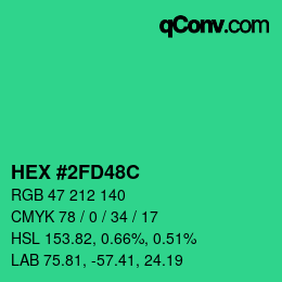 Color code: HEX #2FD48C | qconv.com
