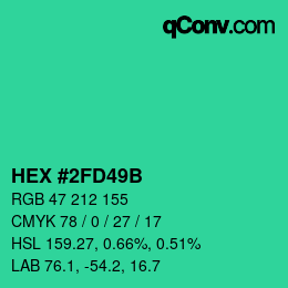 Color code: HEX #2FD49B | qconv.com