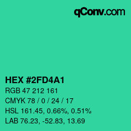 Color code: HEX #2FD4A1 | qconv.com