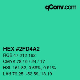 Color code: HEX #2FD4A2 | qconv.com