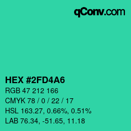 Color code: HEX #2FD4A6 | qconv.com