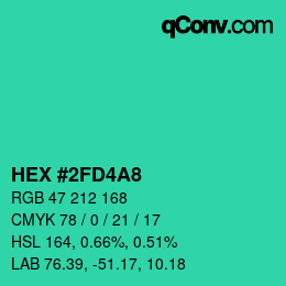 Código de color: HEX #2FD4A8 | qconv.com