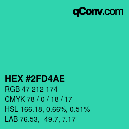 Color code: HEX #2FD4AE | qconv.com