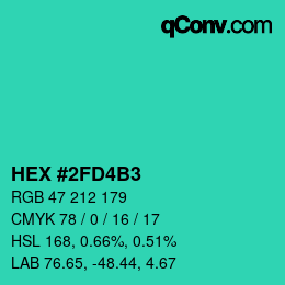 Color code: HEX #2FD4B3 | qconv.com