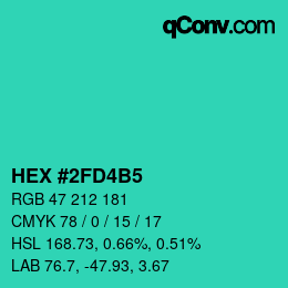 カラーコード: HEX #2FD4B5 | qconv.com
