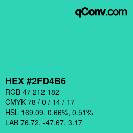 Color code: HEX #2FD4B6 | qconv.com