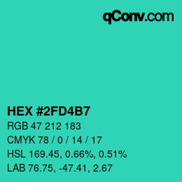 カラーコード: HEX #2FD4B7 | qconv.com