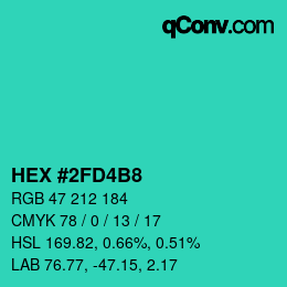 Color code: HEX #2FD4B8 | qconv.com