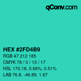 カラーコード: HEX #2FD4B9 | qconv.com