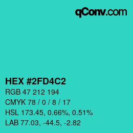 Color code: HEX #2FD4C2 | qconv.com