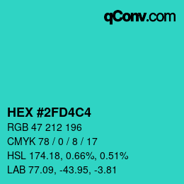 Color code: HEX #2FD4C4 | qconv.com