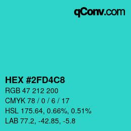 Color code: HEX #2FD4C8 | qconv.com