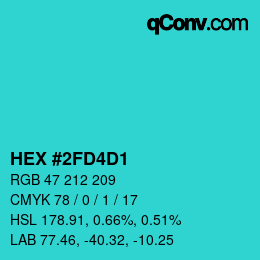 Color code: HEX #2FD4D1 | qconv.com