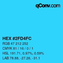Color code: HEX #2FD4FC | qconv.com
