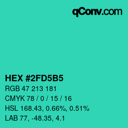 颜色代码: HEX #2FD5B5 | qconv.com