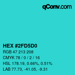 Color code: HEX #2FD5D0 | qconv.com