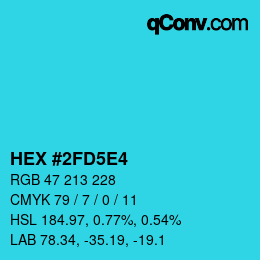 カラーコード: HEX #2FD5E4 | qconv.com