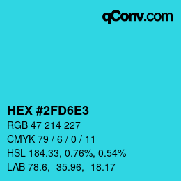 颜色代码: HEX #2FD6E3 | qconv.com