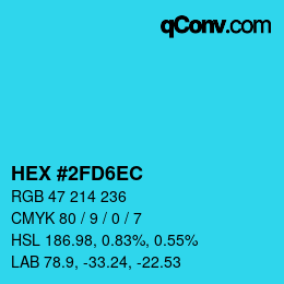 Color code: HEX #2FD6EC | qconv.com