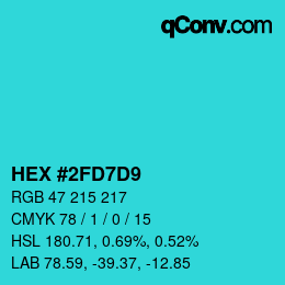 颜色代码: HEX #2FD7D9 | qconv.com
