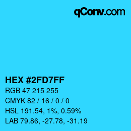 Color code: HEX #2FD7FF | qconv.com