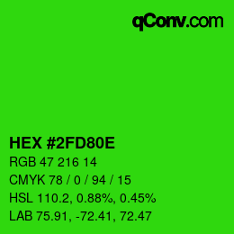 Color code: HEX #2FD80E | qconv.com