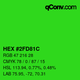 Color code: HEX #2FD81C | qconv.com