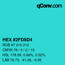 Color code: HEX #2FD8D4 | qconv.com