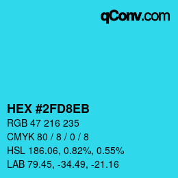 Color code: HEX #2FD8EB | qconv.com