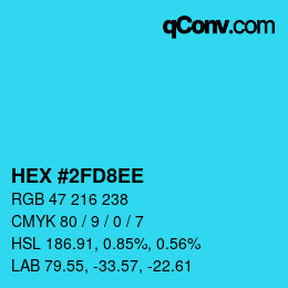 Color code: HEX #2FD8EE | qconv.com