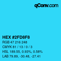 カラーコード: HEX #2FD8F8 | qconv.com