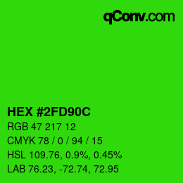 Color code: HEX #2FD90C | qconv.com