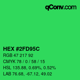 Color code: HEX #2FD95C | qconv.com