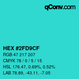 Color code: HEX #2FD9CF | qconv.com