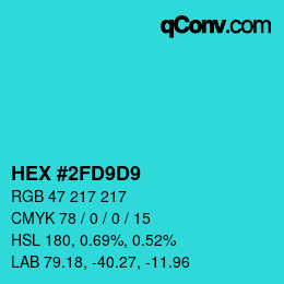 Color code: HEX #2FD9D9 | qconv.com
