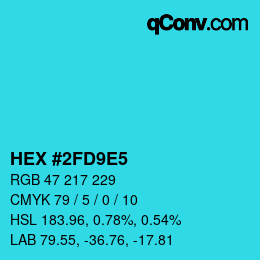 カラーコード: HEX #2FD9E5 | qconv.com