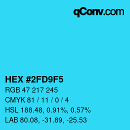 颜色代码: HEX #2FD9F5 | qconv.com