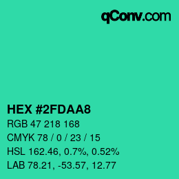 Color code: HEX #2FDAA8 | qconv.com