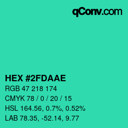 Color code: HEX #2FDAAE | qconv.com