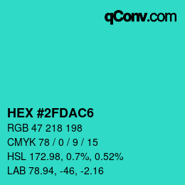 Color code: HEX #2FDAC6 | qconv.com