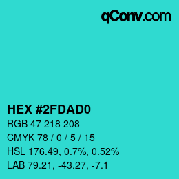 Color code: HEX #2FDAD0 | qconv.com